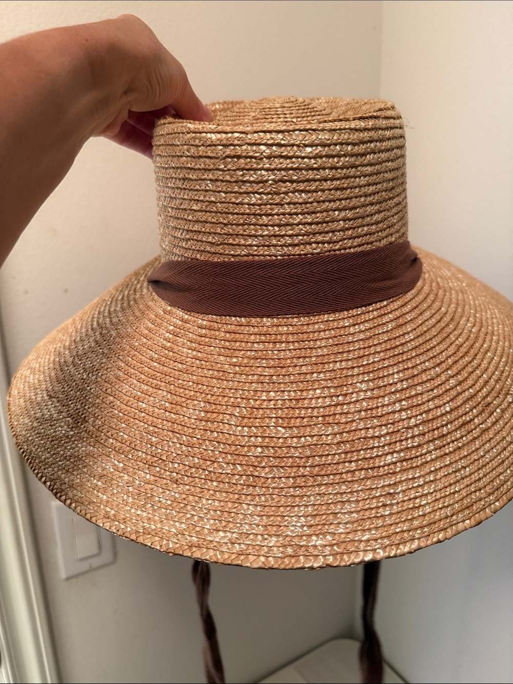 Lack Of Color Natural Paloma Sun Hat with Brown Ribbon Tie - Picture 3 of 5